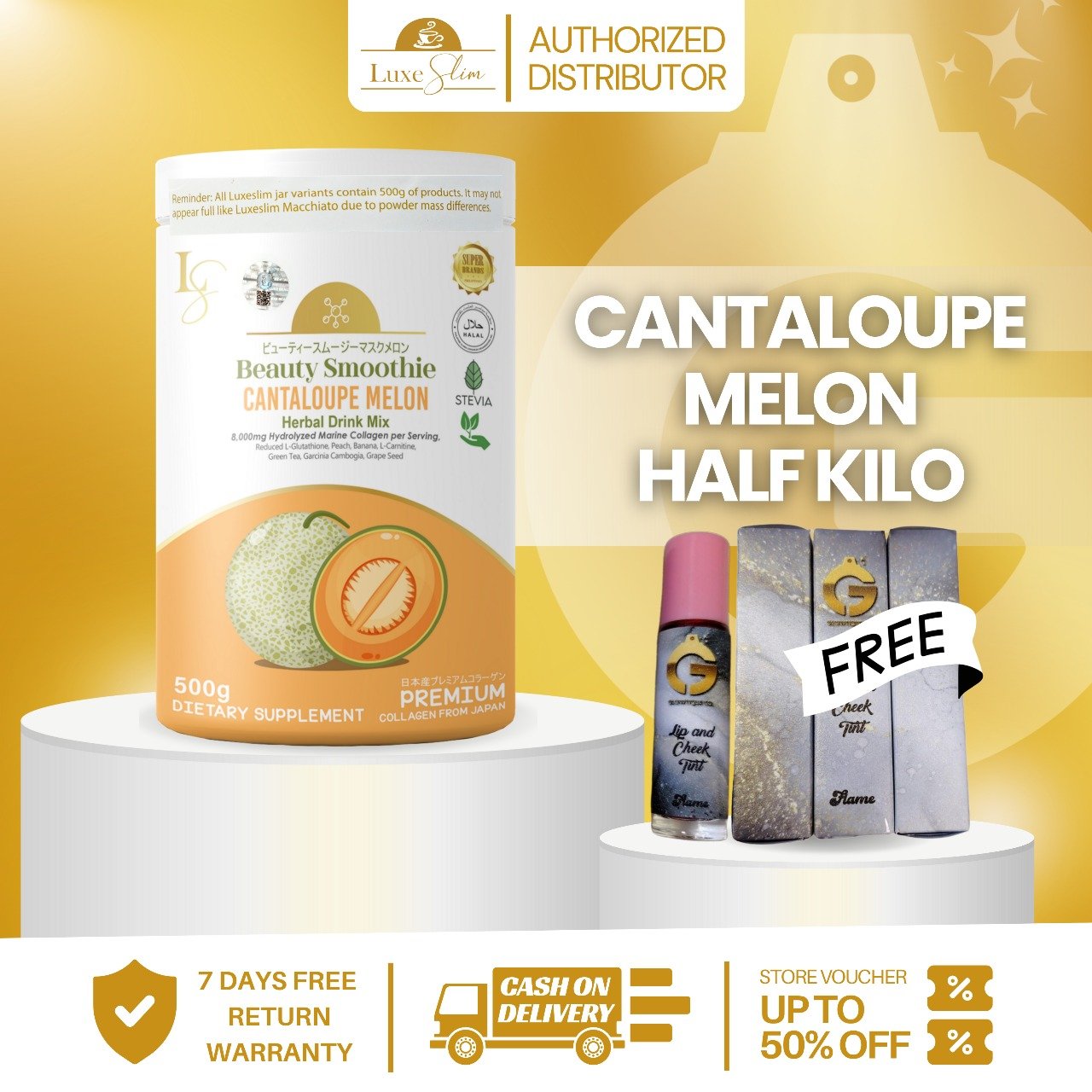 LUXE SLIM CANTALOUPE MELON 500g (1/2 kilo)