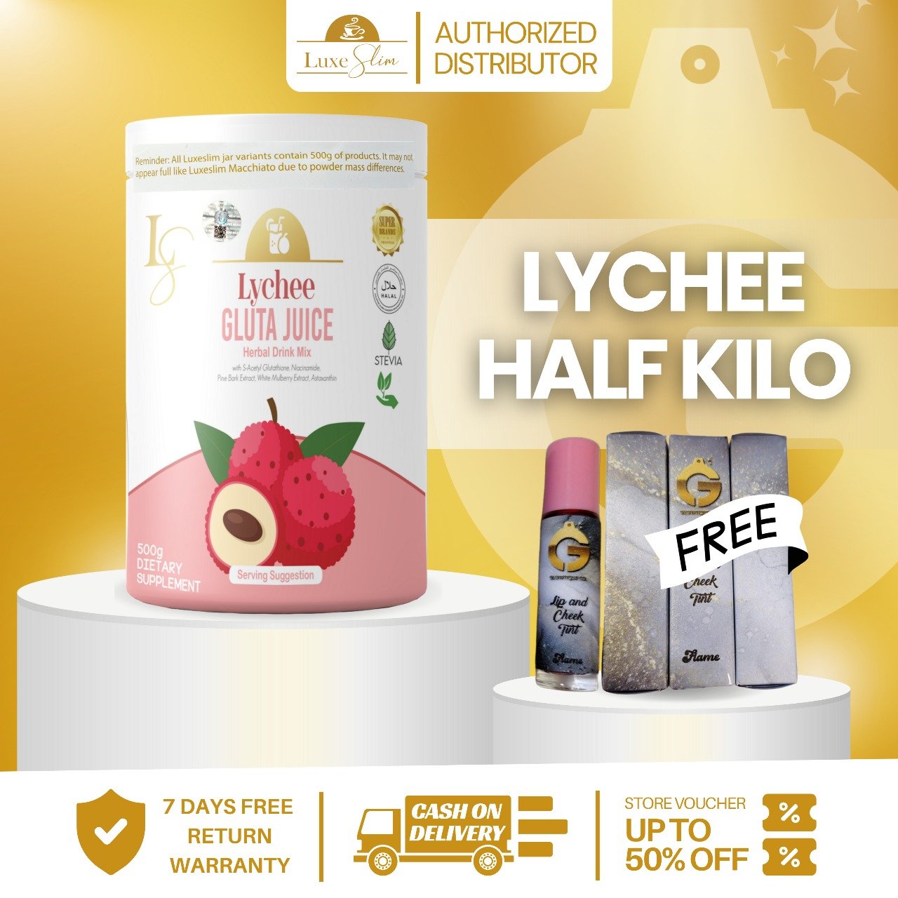 LUXE SLIM LYCHEE GLUTA JUICE 500g (1/2 kilo)